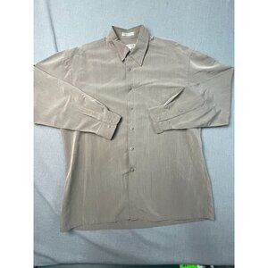 Pierre Cardin Men's Brown Large Long Sleeve Button Pocket Dress Shirt USED